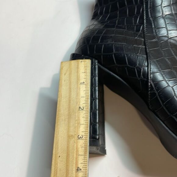 Glamorous Womens Black Faux Crocodile Pattern Zip Ankle Boot Sz 9 - Picture 6 of 8